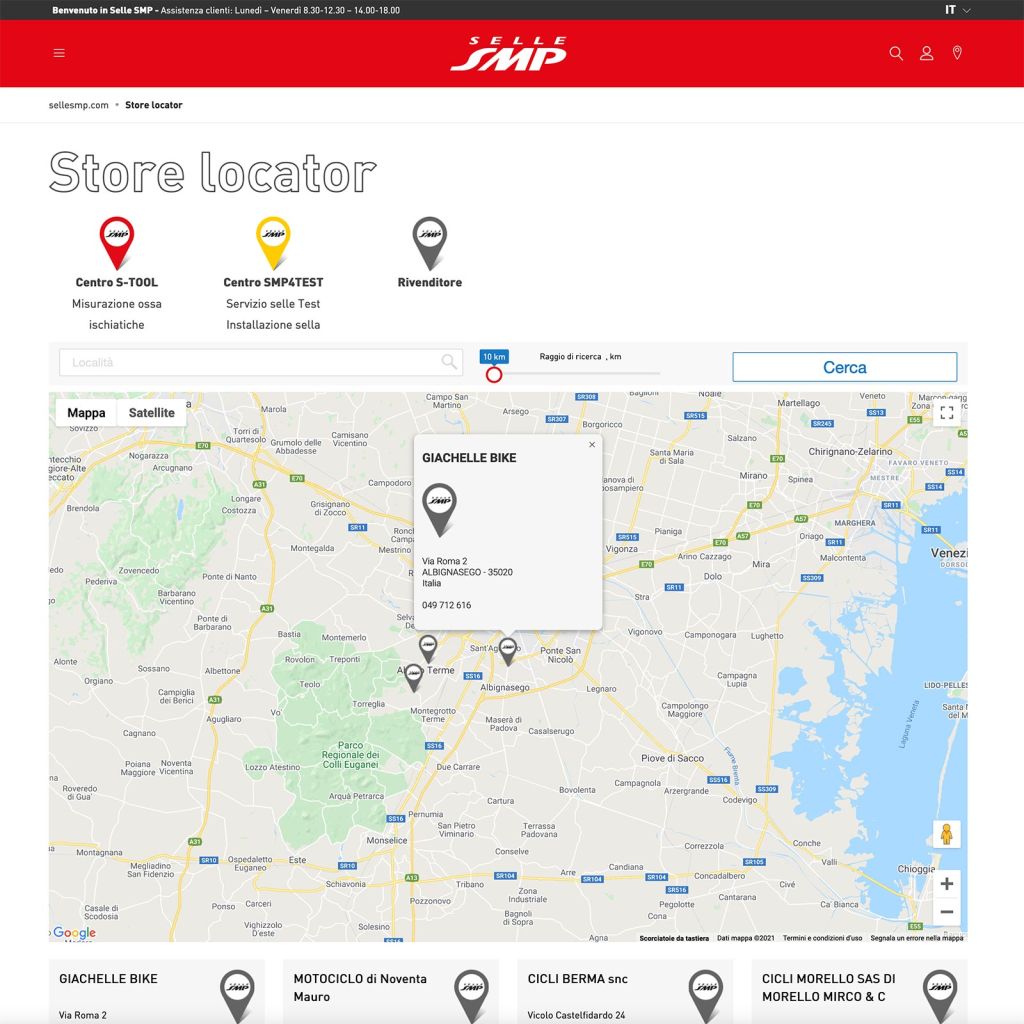 Selle SMP, store locator